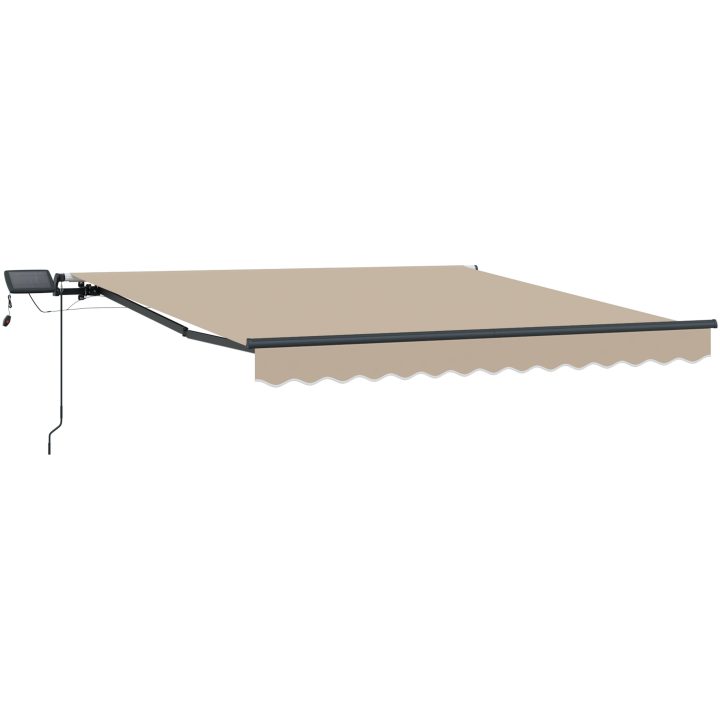 Manuell Utdragbar Markis med LED Beige, Markis Ersättningsmaterial för Ram Beige vidaXL 300 x 250 cm – bild 4