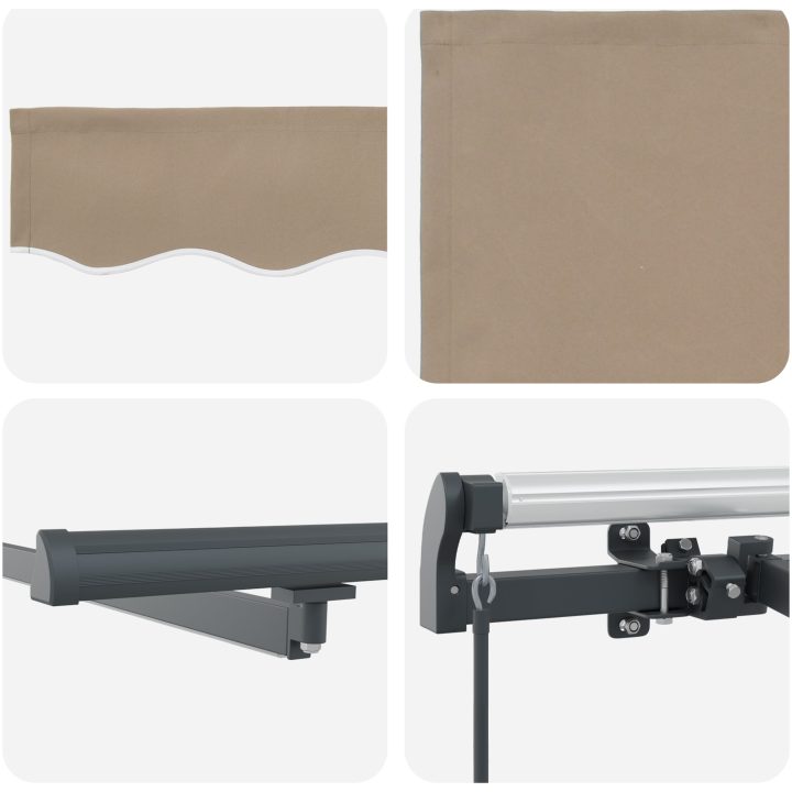Manuell Utdragbar Markis med LED Beige, Markis Ersättningsmaterial för Ram Beige vidaXL 300 x 250 cm – bild 8