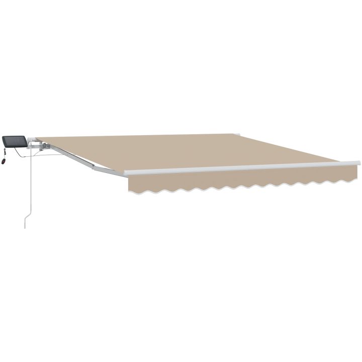 Manuell Utdragbar Markis med LED Beige, Markis Ersättningstyg för Ram Beige vidaXL 300 x 250 cm – bild 2