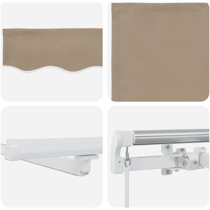 Manuell Utdragbar Markis med LED Beige, Markis Ersättningstyg för Ram Beige vidaXL 300 x 250 cm – bild 8