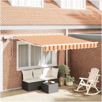 Manuell Utdragbar Markis med LED Gul och Orange vidaXL