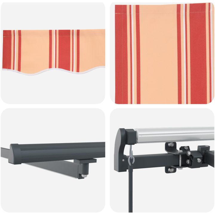 Manuell Utdragbar Markis med LED Gul och Orange vidaXL 300 x 250 cm – bild 8