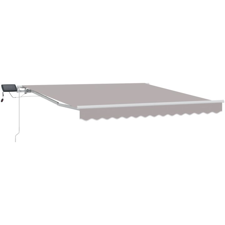 Manuell Utdragbar Markis med LED Ljusgrå, Markis Ersättningsduk för Ram Ljusgrå vidaXL 300 x 250 cm – bild 2