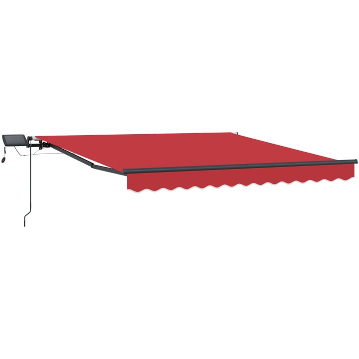 Manuell Utdragbar Markis med LED Röd, Markis Ersättningstyg för Ram Röd vidaXL 300 x 250 cm – bild 4