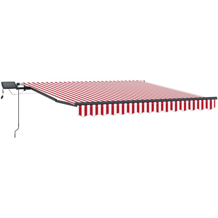 Manuell utdragbar markis med LED Röd och vit vidaXL 300 x 250 cm – bild 4