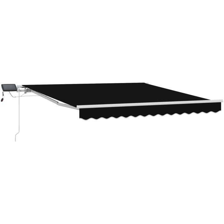 Manuell Utdragbar Markis med LED Svart, Markis Ersättningsduk för Ram Svart vidaXL 300 x 250 cm – bild 2