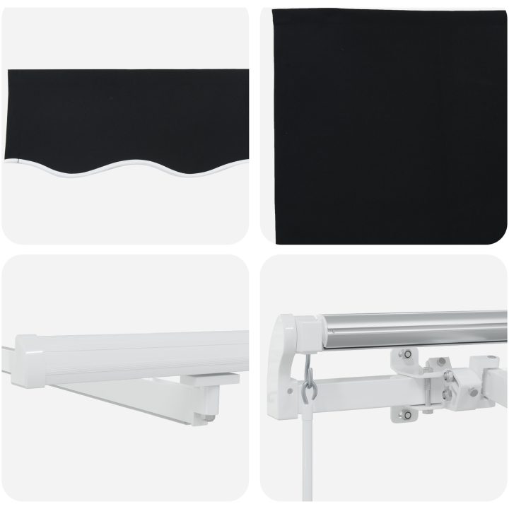 Manuell Utdragbar Markis med LED Svart, Markis Ersättningsduk för Ram Svart vidaXL 300 x 250 cm – bild 8