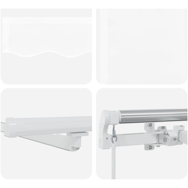 Manuell Utdragbar Markis med LED Vit, Markis Ersättnings Tyg för Ram Vit vidaXL 300 x 250 cm – bild 8