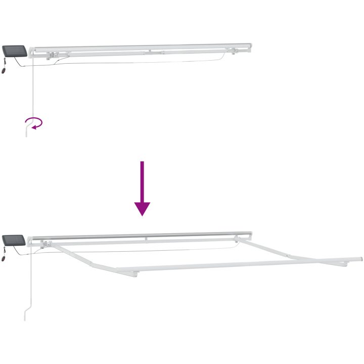 Manuell Utdragbar Markis med LED Vit, Markis Ersättnings Tyg för Ram Vit vidaXL 300 x 250 cm – bild 10