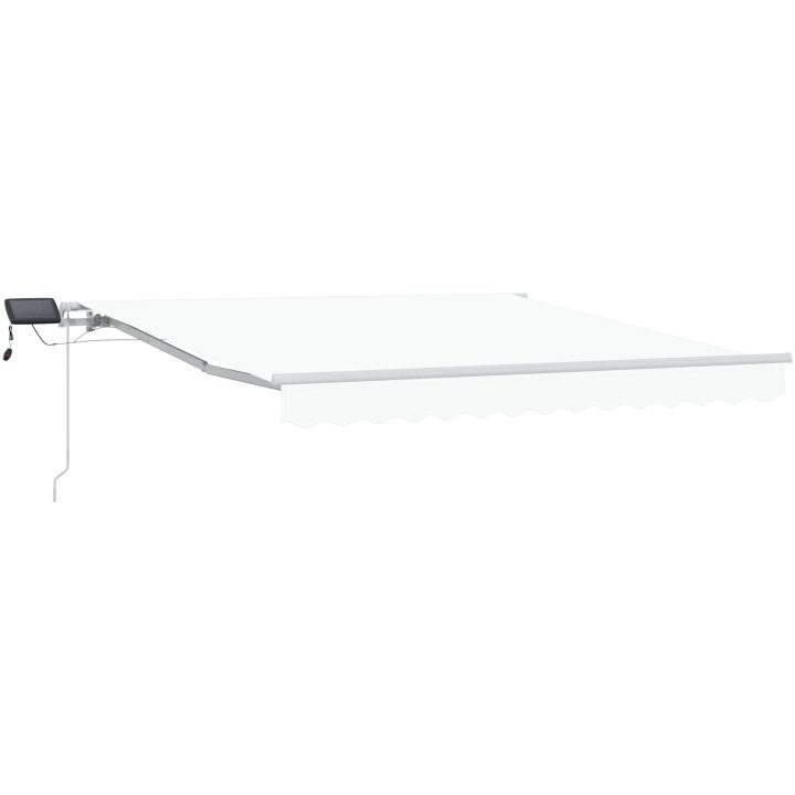 Manuell Utdragbar Markis med LED Vit, Markis Ersättningsduk för Ram Vit vidaXL 350 x 250 cm – bild 2