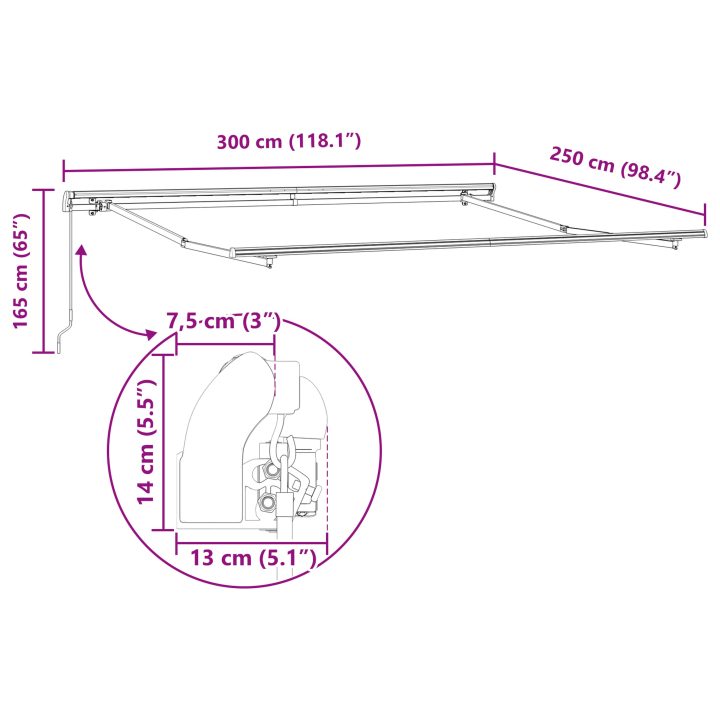 Manuell Utdragbar Markis Röd, Markis Ersättnings Tyg för Ram Röd vidaXL 3m x 2.5m – bild 11