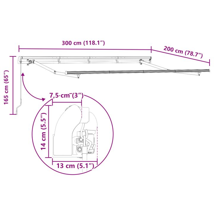 Manuell utfällbar markis Antracit vidaXL 3 x 2 meter – bild 11