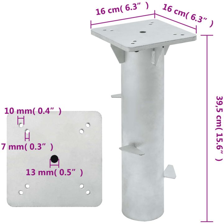 Markfäste för parasoll silver 16x16x39,5 cm stål vidaXL – bild 6