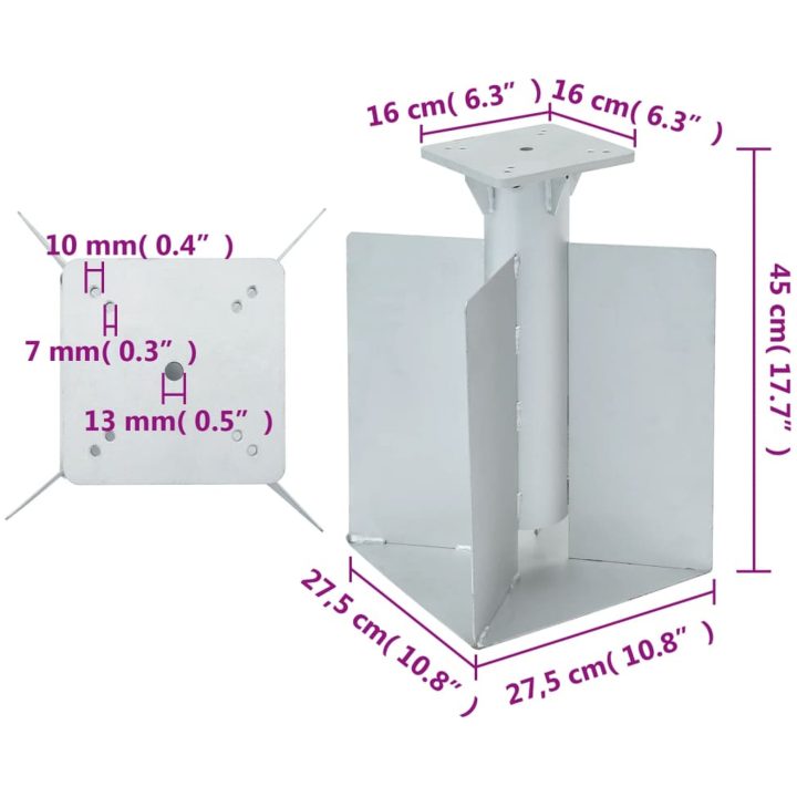 Markfäste för parasoll silver 27,5x27,5x45 cm stål vidaXL – bild 6