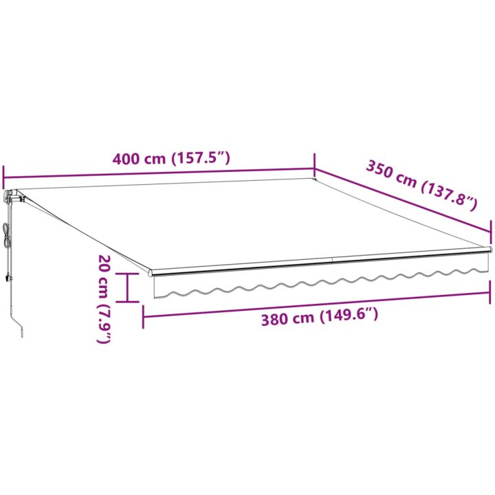 Markis automatiskt infällbar antracit och vit vidaXL 400 x 350 cm – bild 11