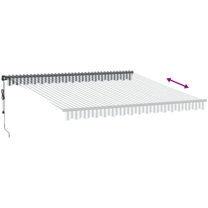 Markis automatiskt infällbar antracit och vit vidaXL 400 x 350 cm – bild 5