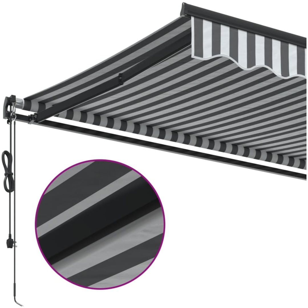 Markis automatiskt infällbar antracit och vit vidaXL 400 x 350 cm – bild 7