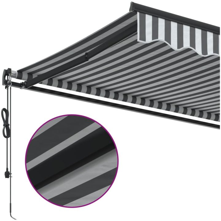 Markis automatiskt infällbar antracit och vit vidaXL 400 x 350 cm – bild 7