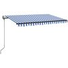 Markis automatiskt infällbar blå och vit vidaXL 450 x 350 cm – miniatyr 2