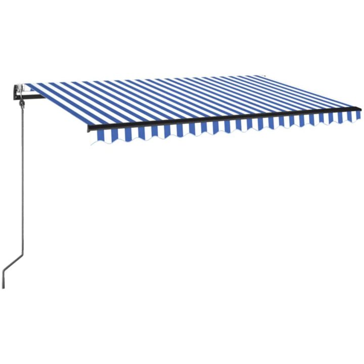 Markis automatiskt infällbar blå och vit vidaXL 450 x 350 cm – bild 2