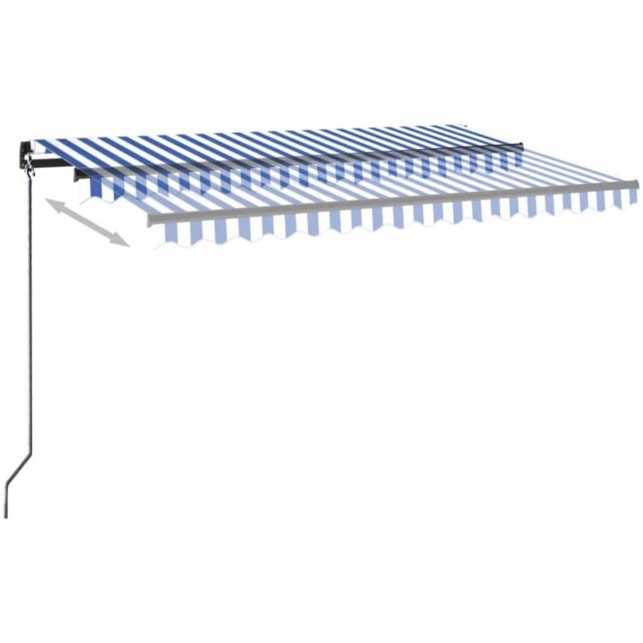 Markis automatiskt infällbar blå och vit vidaXL 450 x 350 cm – bild 3