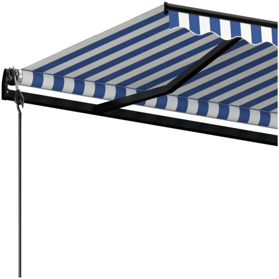 Markis automatiskt infällbar blå och vit vidaXL 450 x 350 cm – bild 5