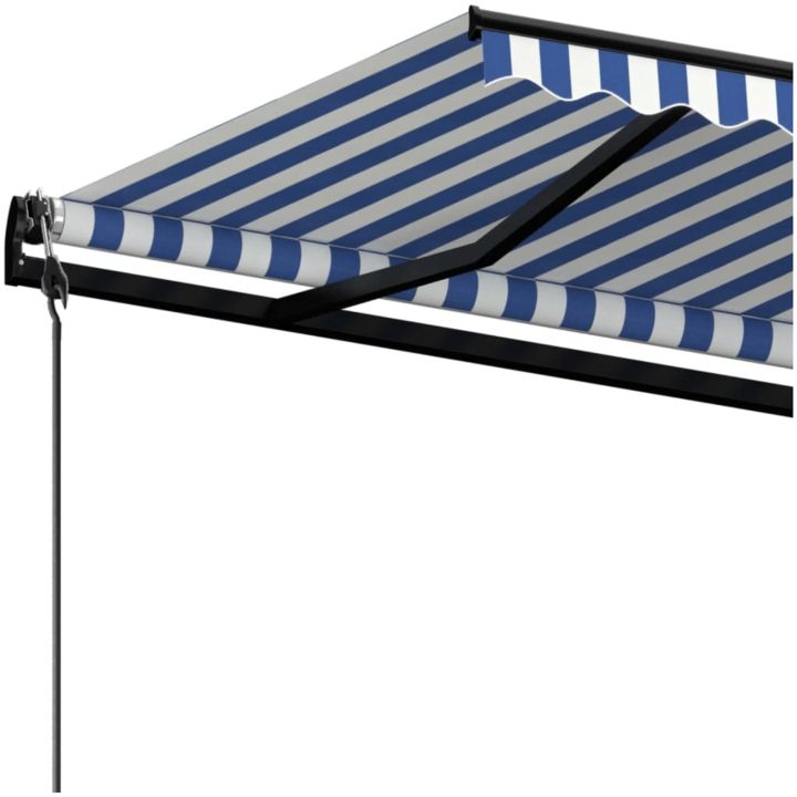 Markis automatiskt infällbar blå och vit vidaXL 450 x 350 cm – bild 5