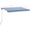 Markis automatiskt infällbar blå och vit vidaXL 450 x 350 cm – miniatyr 9