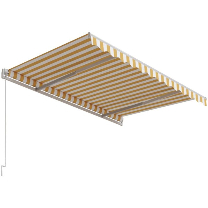 Markis automatiskt infällbar gul och vit vidaXL 300 x 250 cm – bild 5