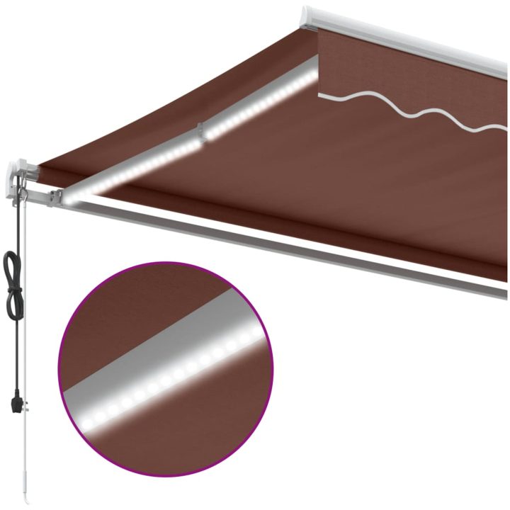 Markis automatiskt infällbar med LED brun vidaXL 300 x 250 cm – bild 8