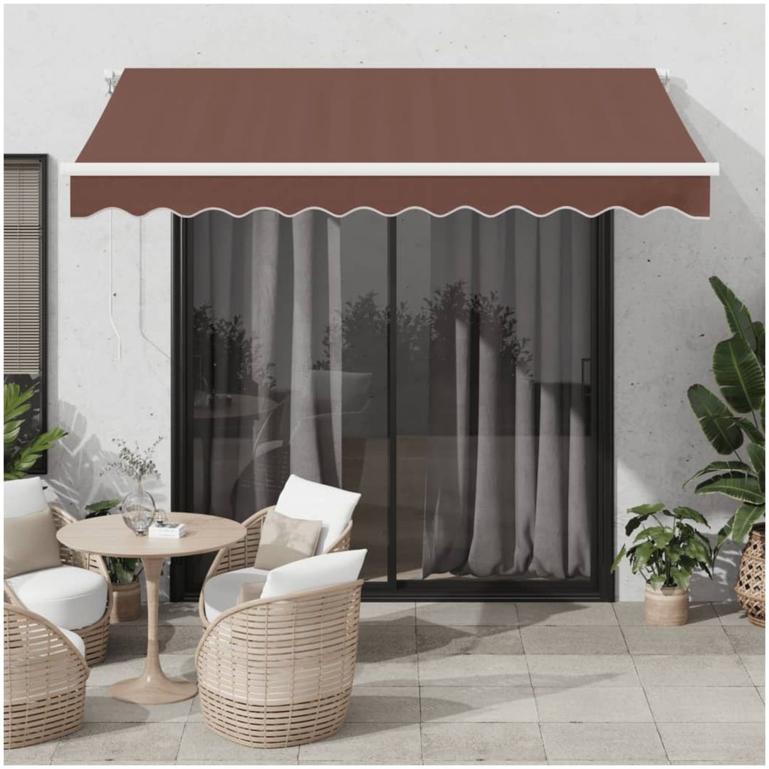 Markis automatiskt infällbar med LED brun vidaXL 300 x 250 cm