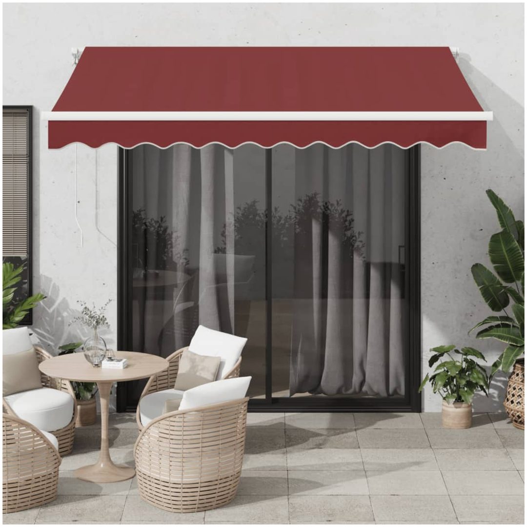 Markis automatiskt infällbar med LED vinröd vidaXL 300 x 250 cm