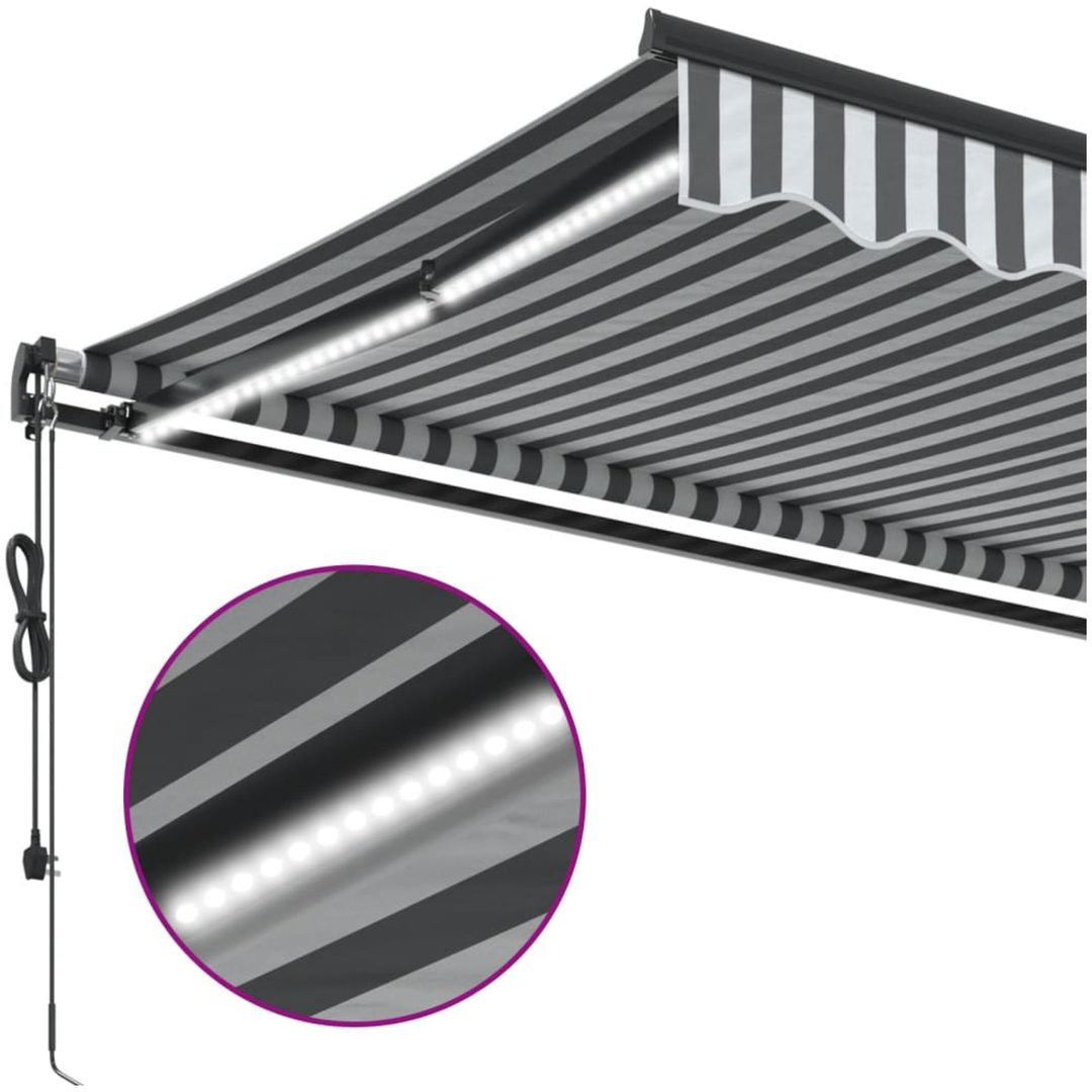 Markis automatiskt infällbar med LEDs antracit&vit vidaXL 300 x 250 cm – bild 8
