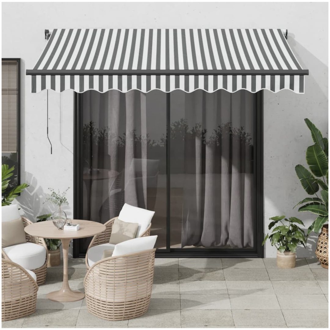 Markis automatiskt infällbar med LEDs antracit&vit vidaXL 300 x 250 cm