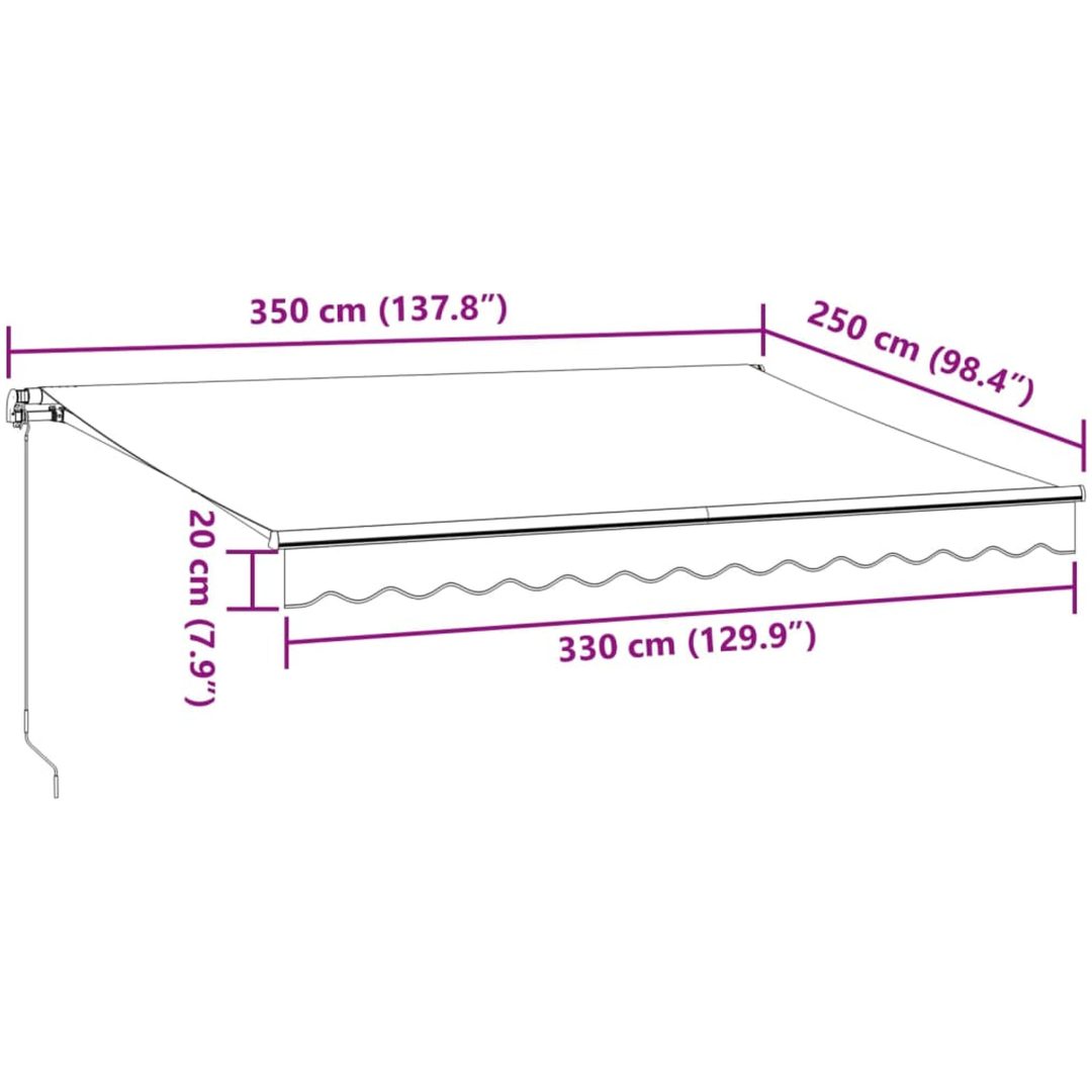 Markis automatiskt infällbar med LEDs brun vidaXL 350 x 250 cm – bild 11