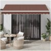 Markis automatiskt infällbar med LEDs brun vidaXL 350 x 250 cm – miniatyr 1