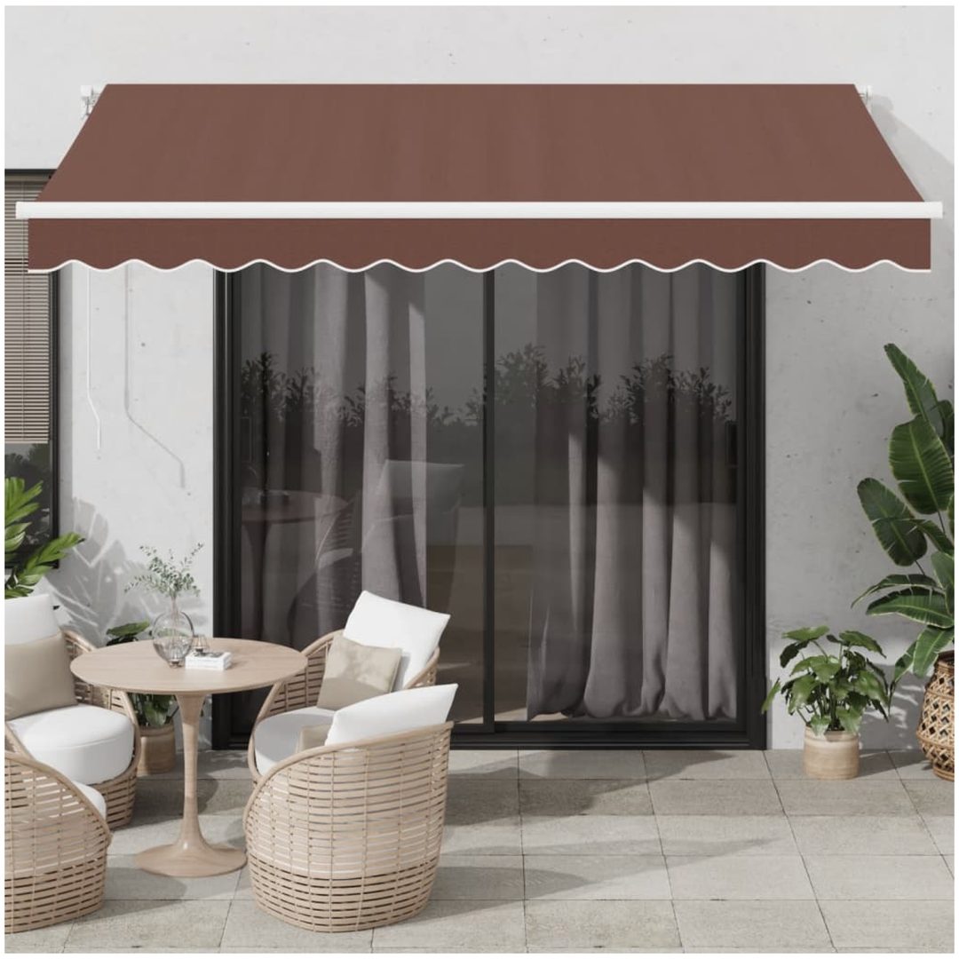 Markis automatiskt infällbar med LEDs brun vidaXL 350 x 250 cm