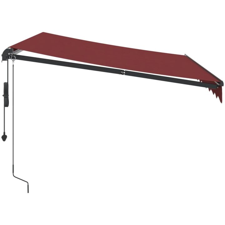 Markis automatiskt infällbar med LEDs vinröd vidaXL 300 x 250 cm – bild 5