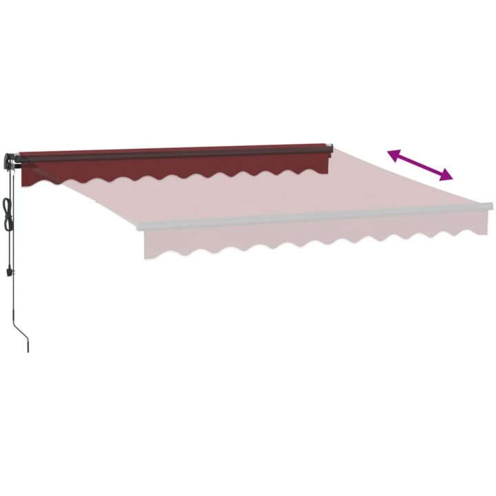 Markis automatiskt infällbar med LEDs vinröd vidaXL 300 x 250 cm – bild 6