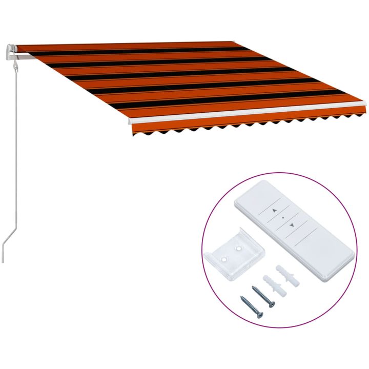 Markis automatiskt infällbar orange och brun vidaXL 400 x 300 cm – bild 2