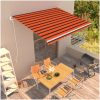 Markis automatiskt infällbar orange och brun vidaXL 400 x 300 cm – miniatyr 1