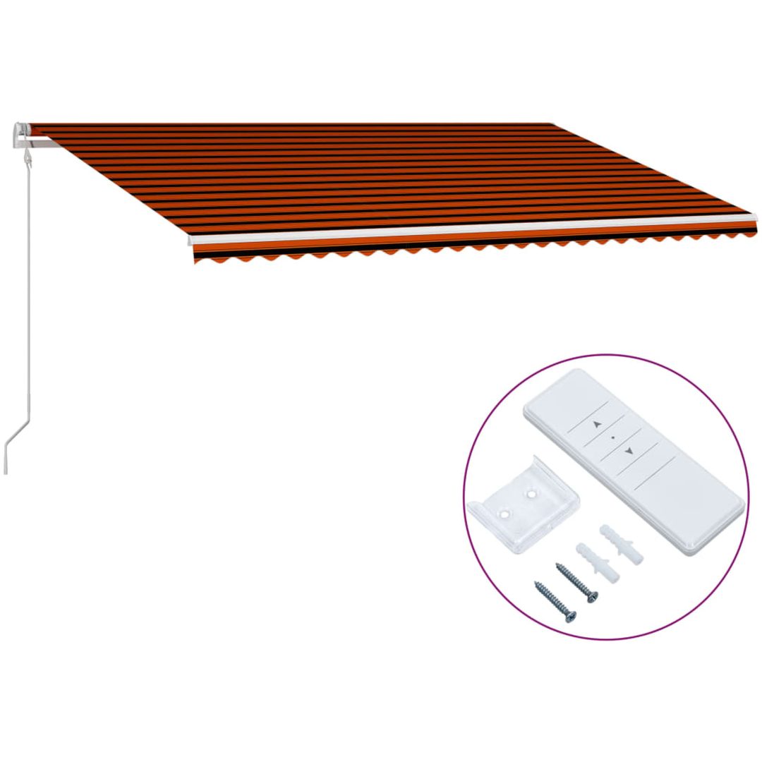 Markis automatiskt infällbar orange och brun vidaXL 600 x 300 cm – bild 2