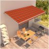 Markis automatiskt infällbar orange och brun vidaXL 600 x 300 cm – miniatyr 1
