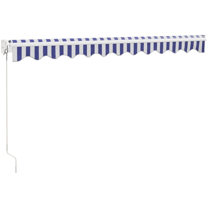 Markis infällbar blå och vit tyg och aluminium vidaXL 3 x 2.5 m – bild 6