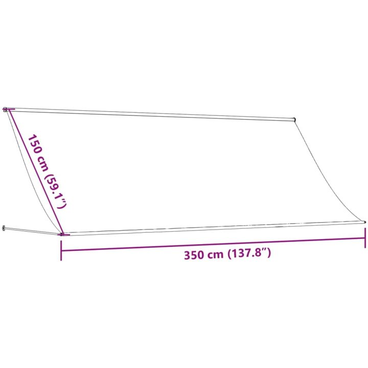 Markis infällbar gräddvit tyg och stål vidaXL 350 x 150 cm – bild 8