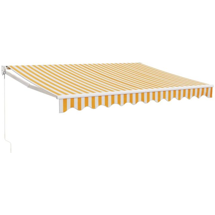 Markis infällbar gul och vit tyg&aluminium vidaXL 3 x 2.5 m – bild 2