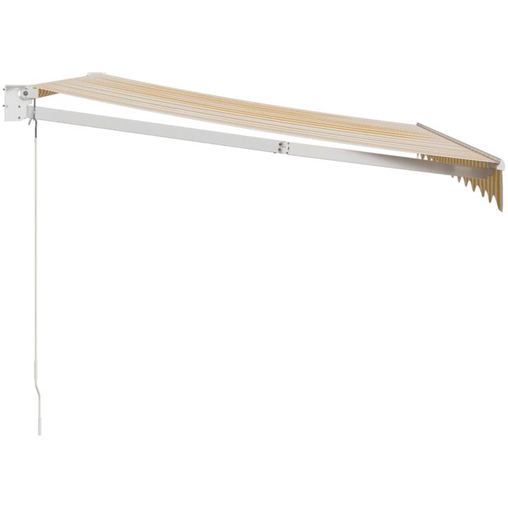 Markis infällbar gul och vit tyg&aluminium vidaXL 3 x 2.5 m – bild 4
