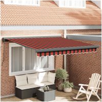 Markis infällbar orange och brun tyg&aluminium vidaXL