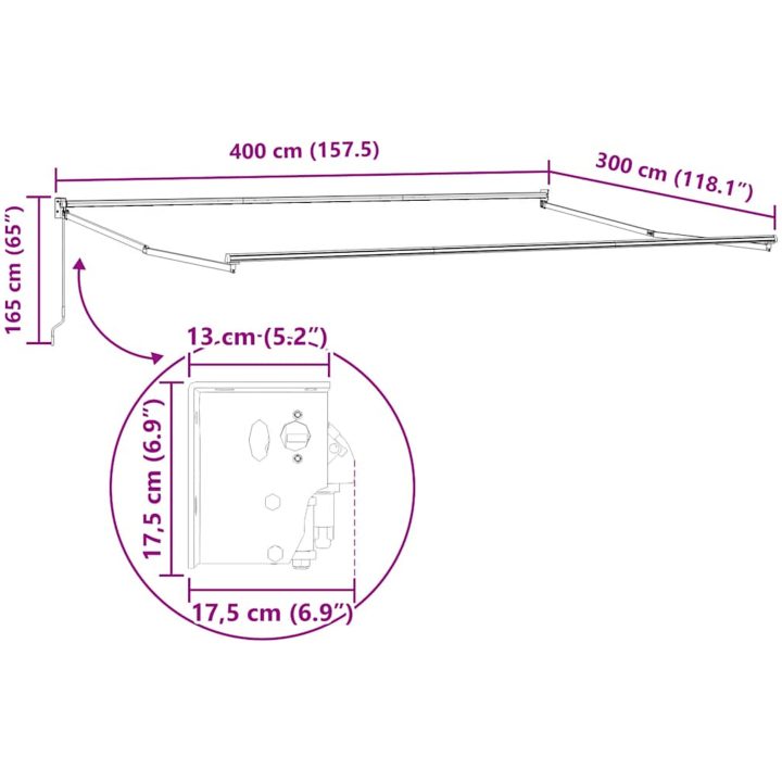 Markis infällbar orange och brun tyg&aluminium vidaXL 4 x 3 m – bild 11