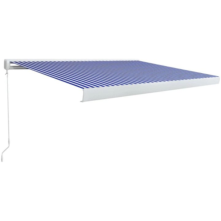 Markis manuell blå och vit vidaXL 400 x 300 cm – bild 2